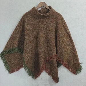 Weave of the Irish Cozy Wool Blend Poncho Cape Fringe Trim 32" Length 26CT